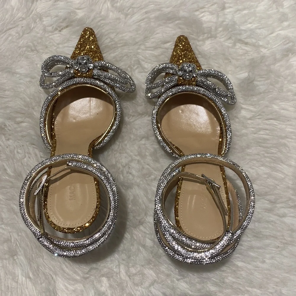 New Mach & Mach Double Bow Crystal embellished‎ glitter pump size 38.5EU - Picture 7 of 15